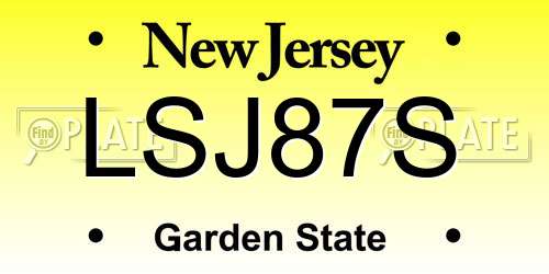 LSJ87S New Jersey License Plate