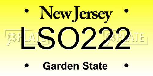 LSO222 New Jersey License Plate