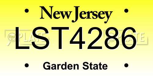 LST4286 New Jersey License Plate