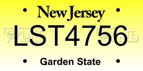LST4756 New Jersey License Plate