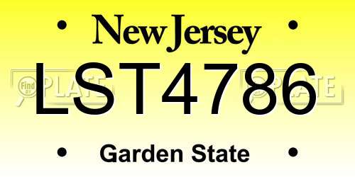 LST4786 New Jersey License Plate