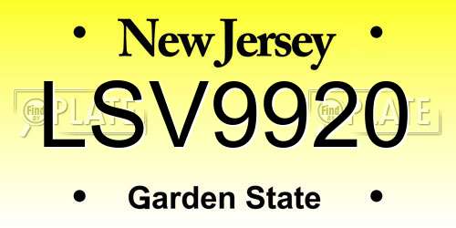 LSV9920 New Jersey License Plate