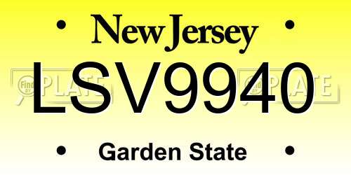 LSV9940 New Jersey License Plate