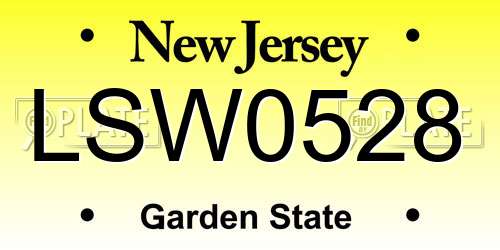 LSW0528 New Jersey License Plate