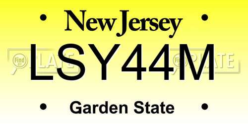 LSY44M New Jersey License Plate