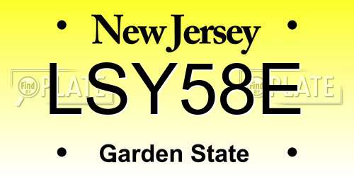 LSY58E New Jersey License Plate