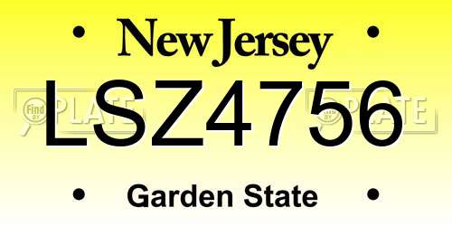 LSZ4756 New Jersey License Plate