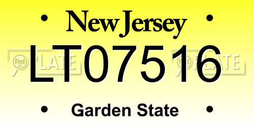 LT07516 New Jersey License Plate