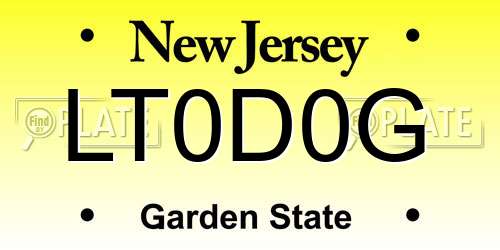 LT0D0G New Jersey License Plate