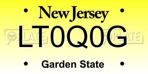 LT0Q0G New Jersey License Plate