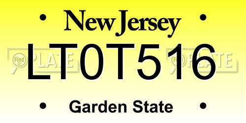 LT0T516 New Jersey License Plate
