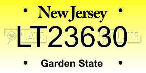 LT23630 New Jersey License Plate