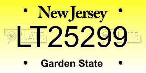 LT25299 New Jersey License Plate