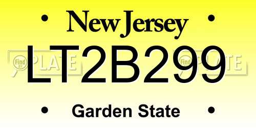 LT2B299 New Jersey License Plate