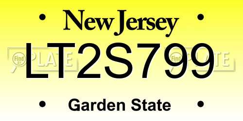 LT2S799 New Jersey License Plate
