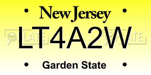 LT4A2W New Jersey License Plate