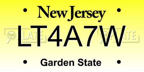 LT4A7W New Jersey License Plate