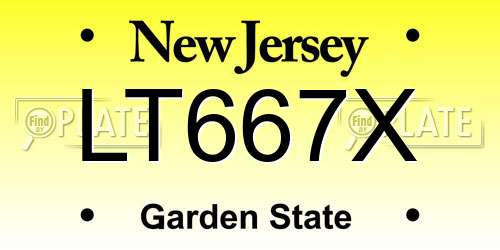 LT667X New Jersey License Plate