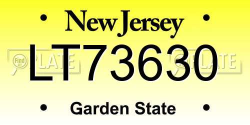 LT73630 New Jersey License Plate