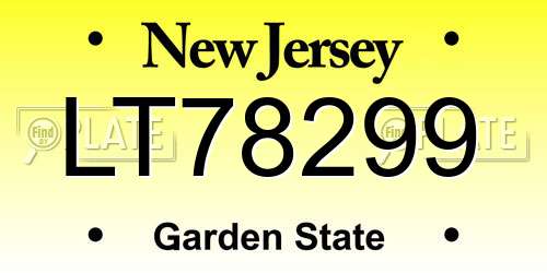 LT78299 New Jersey License Plate