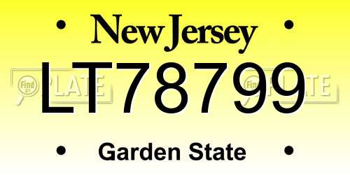 LT78799 New Jersey License Plate