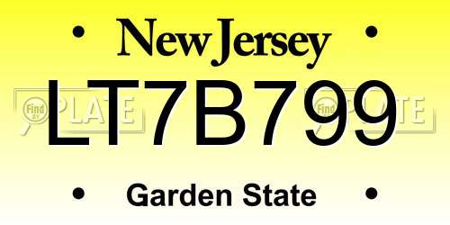 LT7B799 New Jersey License Plate