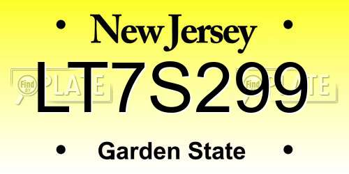 LT7S299 New Jersey License Plate