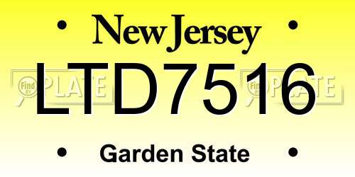 LTD7516 New Jersey License Plate