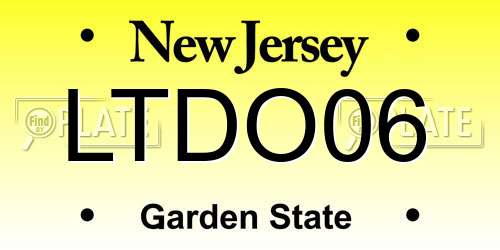 LTDO06 New Jersey License Plate