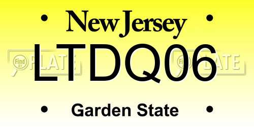 LTDQ06 New Jersey License Plate