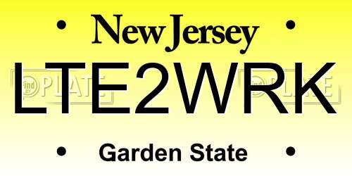 LTE2WRK New Jersey License Plate