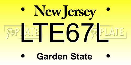 LTE67L New Jersey License Plate