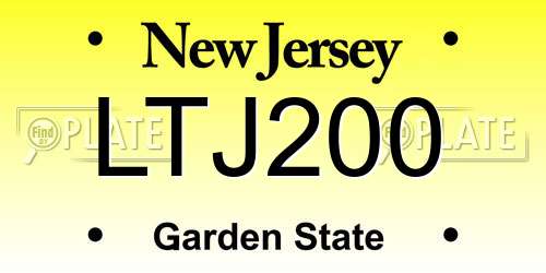 LTJ200 New Jersey License Plate
