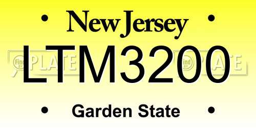 LTM3200 New Jersey License Plate