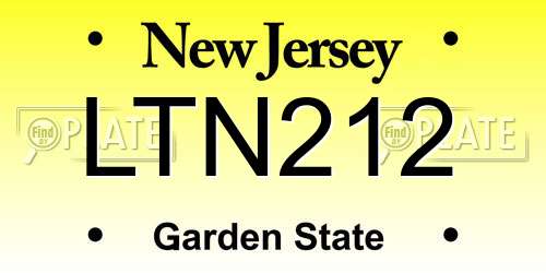 LTN212 New Jersey License Plate