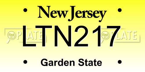 LTN217 New Jersey License Plate
