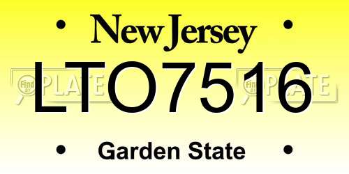 LTO7516 New Jersey License Plate