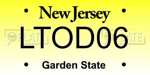 LTOD06 New Jersey License Plate