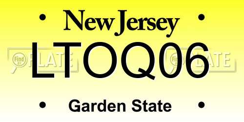LTOQ06 New Jersey License Plate