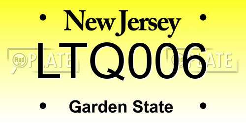 LTQ006 New Jersey License Plate