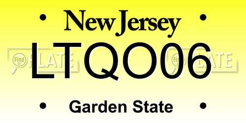 LTQO06 New Jersey License Plate