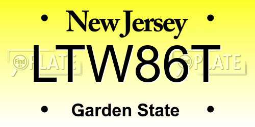 LTW86T New Jersey License Plate
