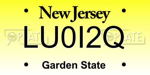 LU0I2Q New Jersey License Plate