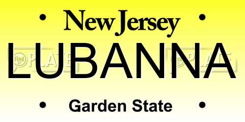 LUBANNA New Jersey License Plate