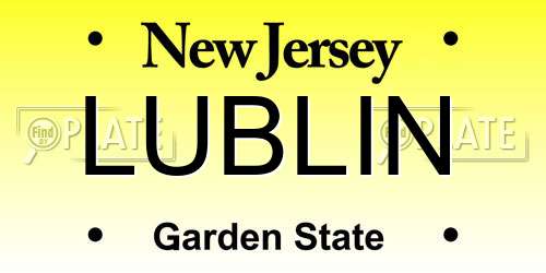 LUBLIN New Jersey License Plate