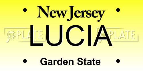 LUCIA New Jersey License Plate