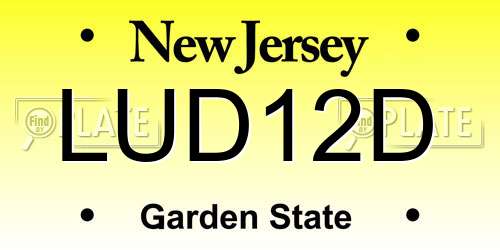 LUD12D New Jersey License Plate