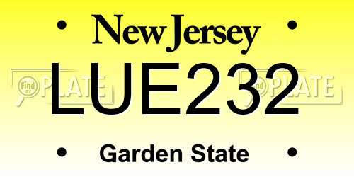 LUE232 New Jersey License Plate