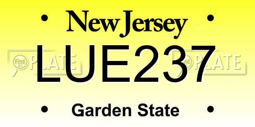 LUE237 New Jersey License Plate