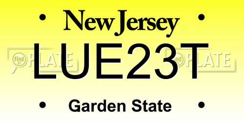 LUE23T New Jersey License Plate